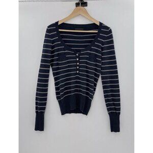 Vtg‎ Jill Stuart Women’s 100% Cashmere Striped Button Sweater Sz Sm, Y2K, Flaw